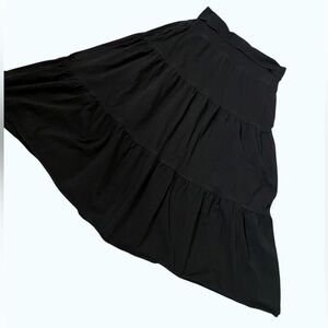Ann Taylor LOFT | Black Tiered Midi Skirt